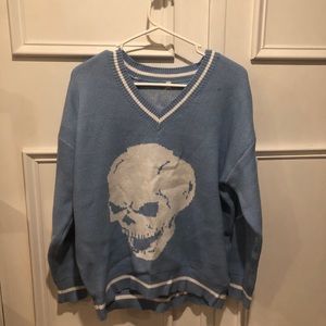 Y2K Women’s Blue Skull Sweater